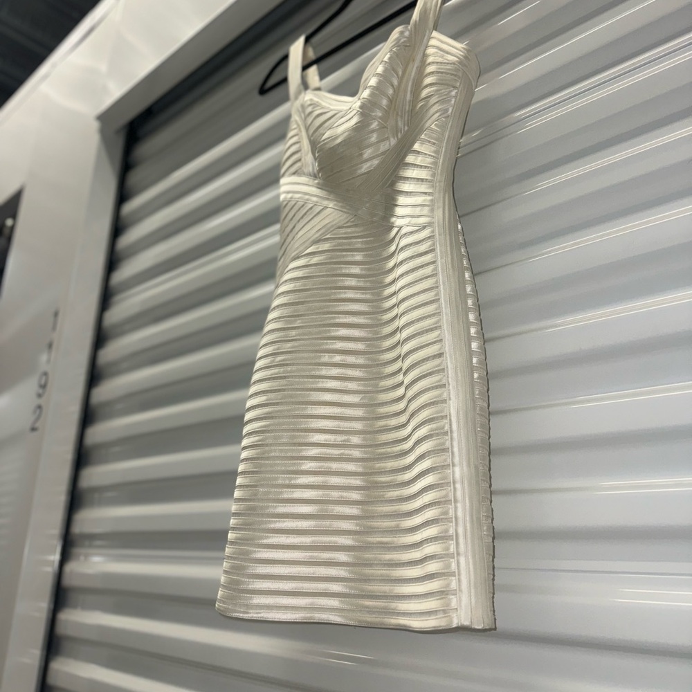 BCBG Cream Ribbed Bodycon Mini Dress